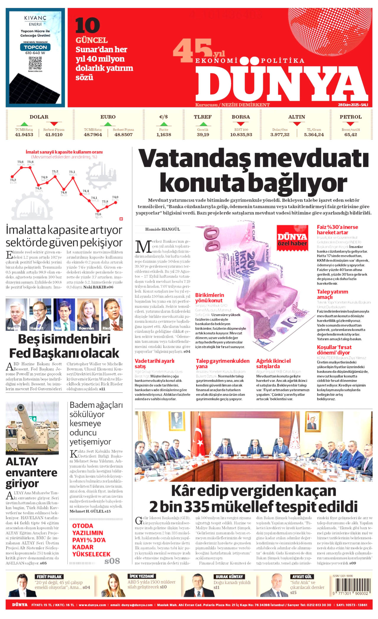 DÜNYA Gazete Manşeti