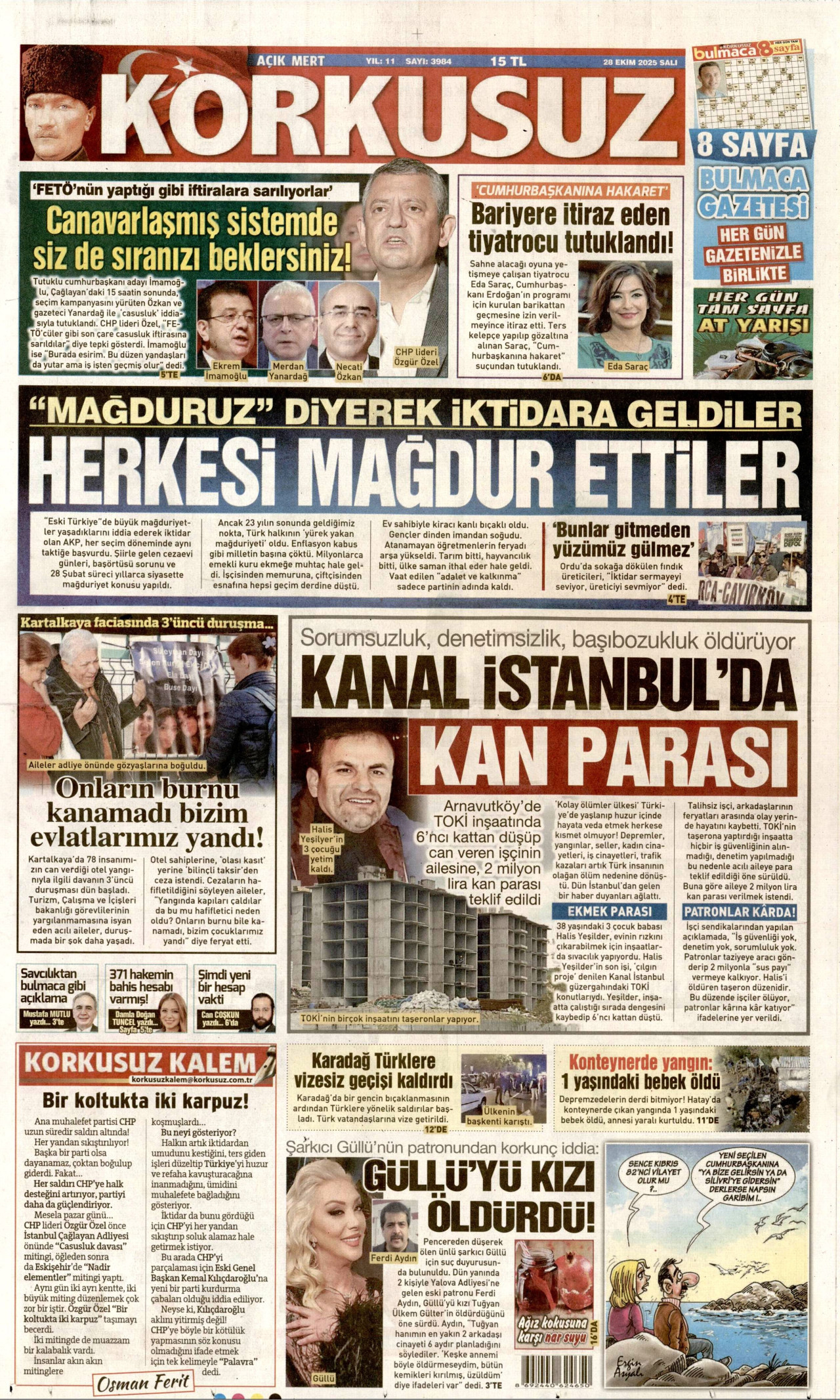 KORKUSUZ Gazete Manşeti