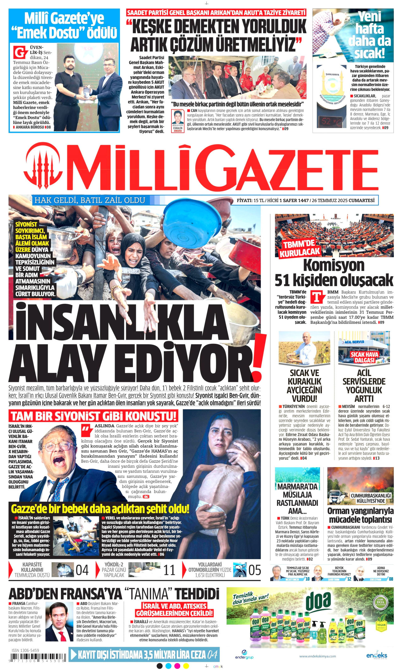 MİLLİ GAZETE Gazete Manşeti