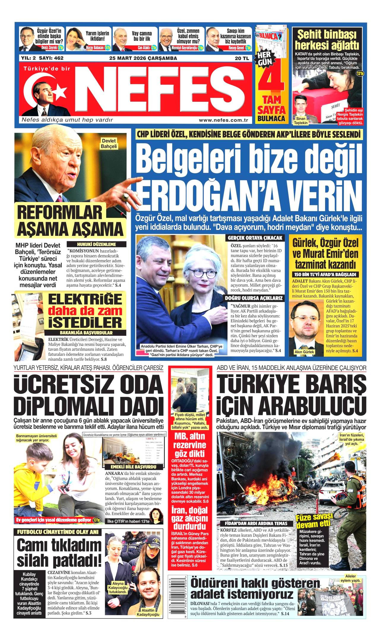 Nefes Gazetesi Gazete Manşeti
