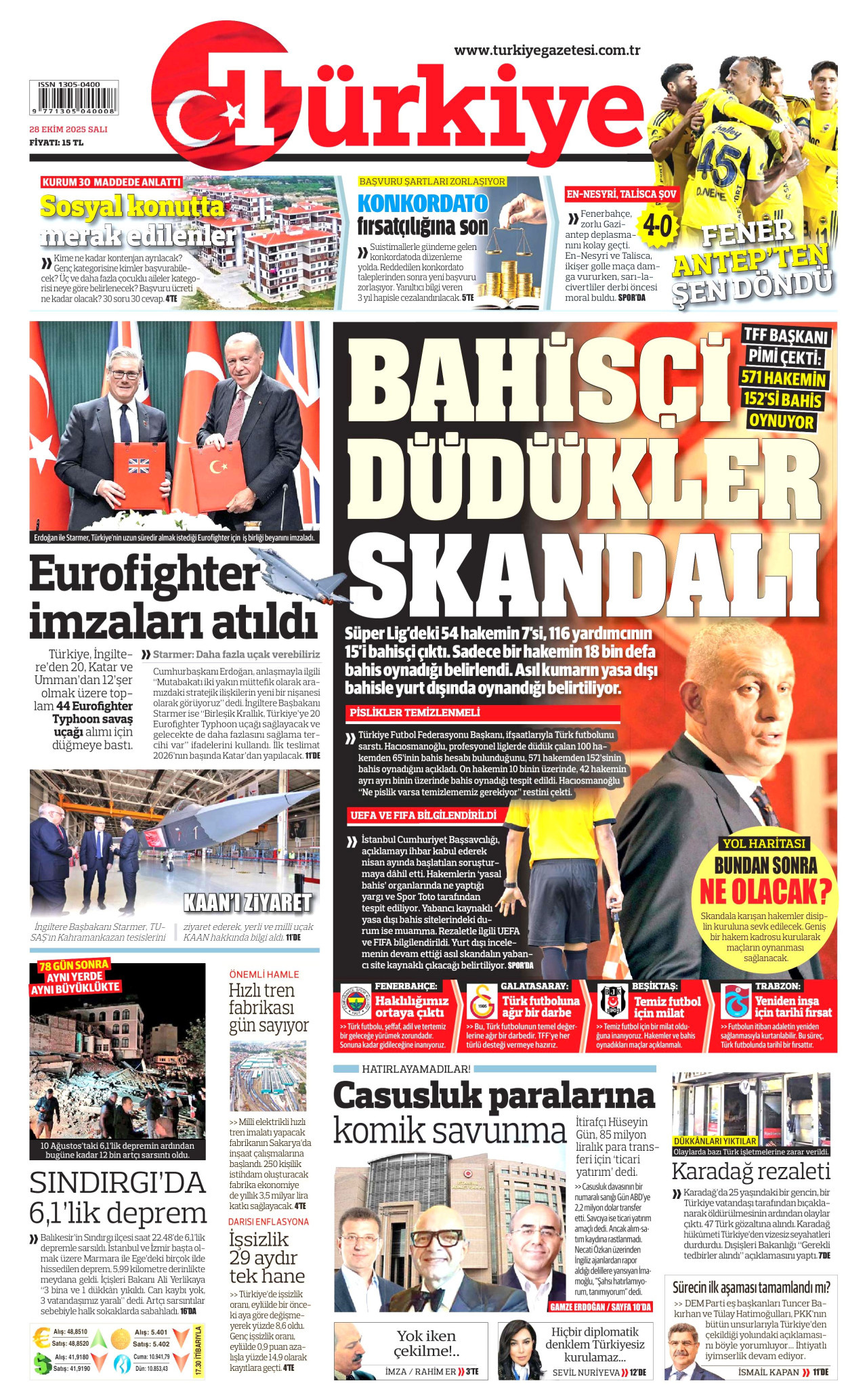 TÜRKİYE GAZETESİ Gazete Manşeti