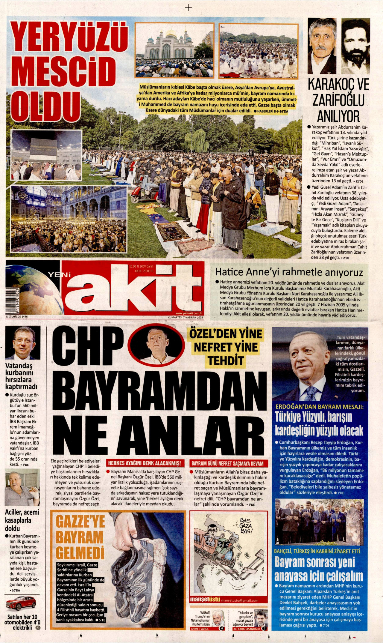 YENİ AKİT Gazete Manşeti