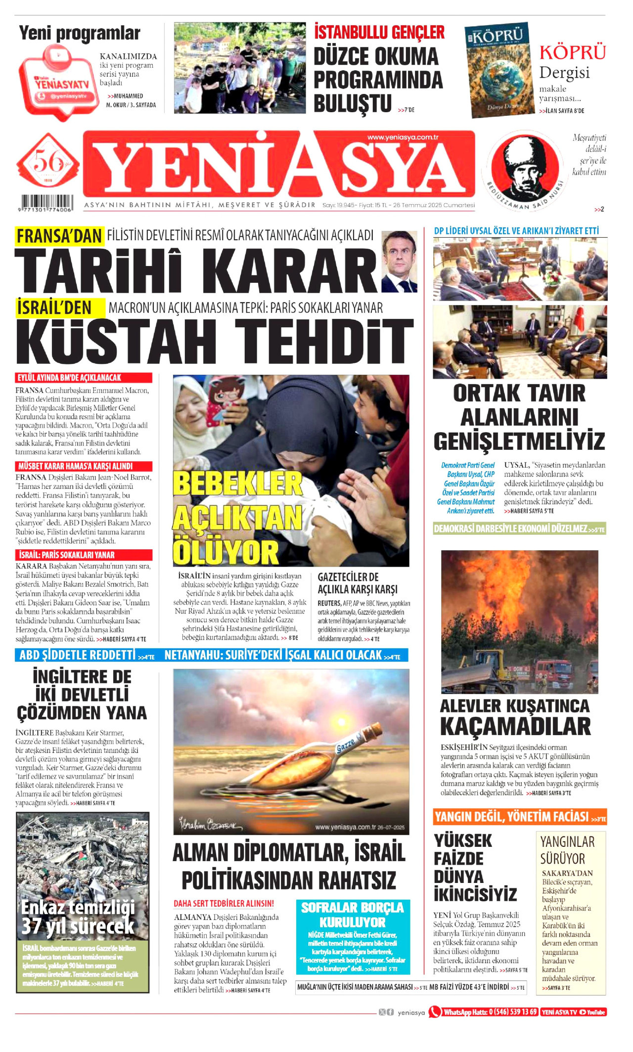 YENİ ASYA Gazete Manşeti