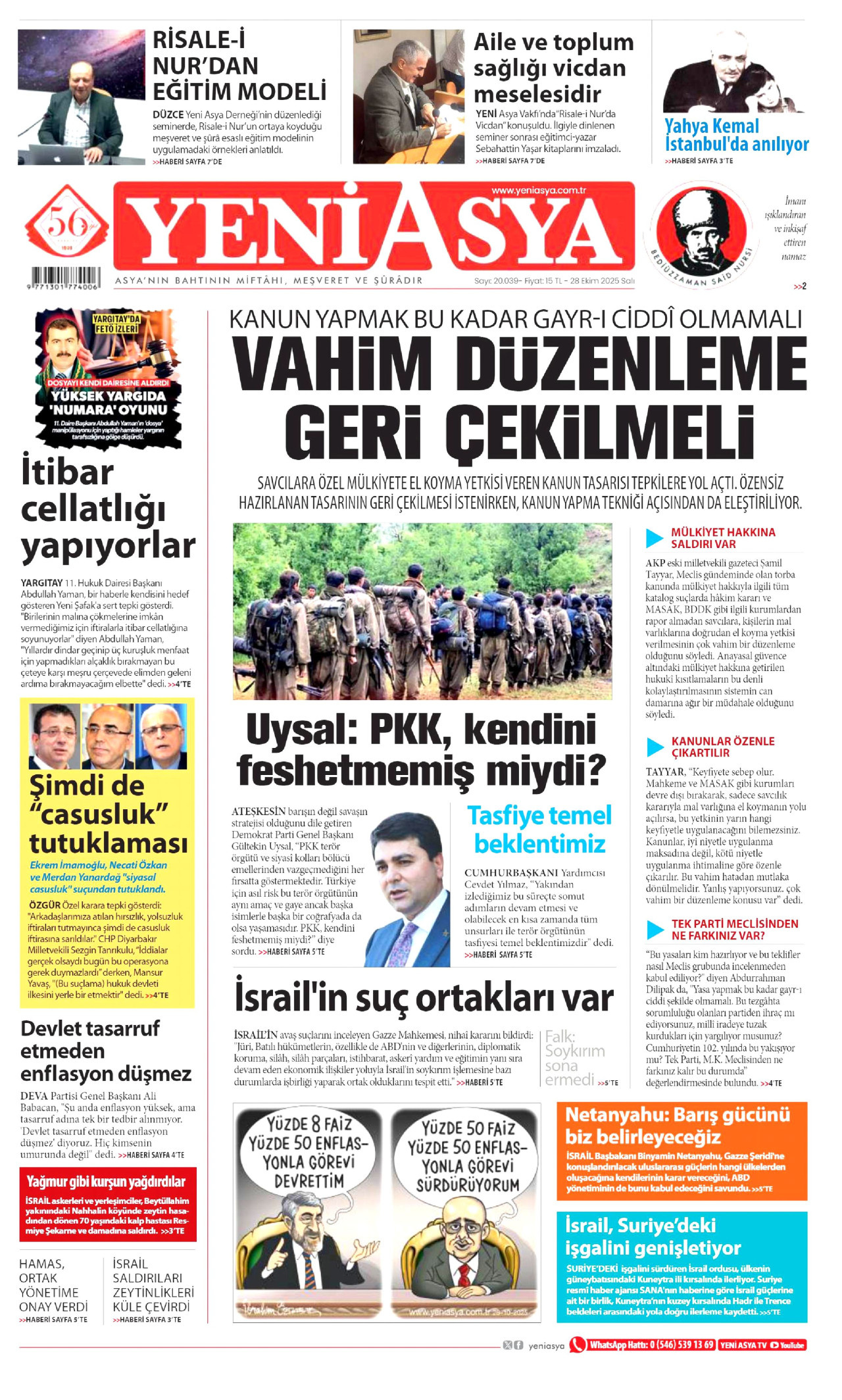 YENİ ASYA Gazete Manşeti