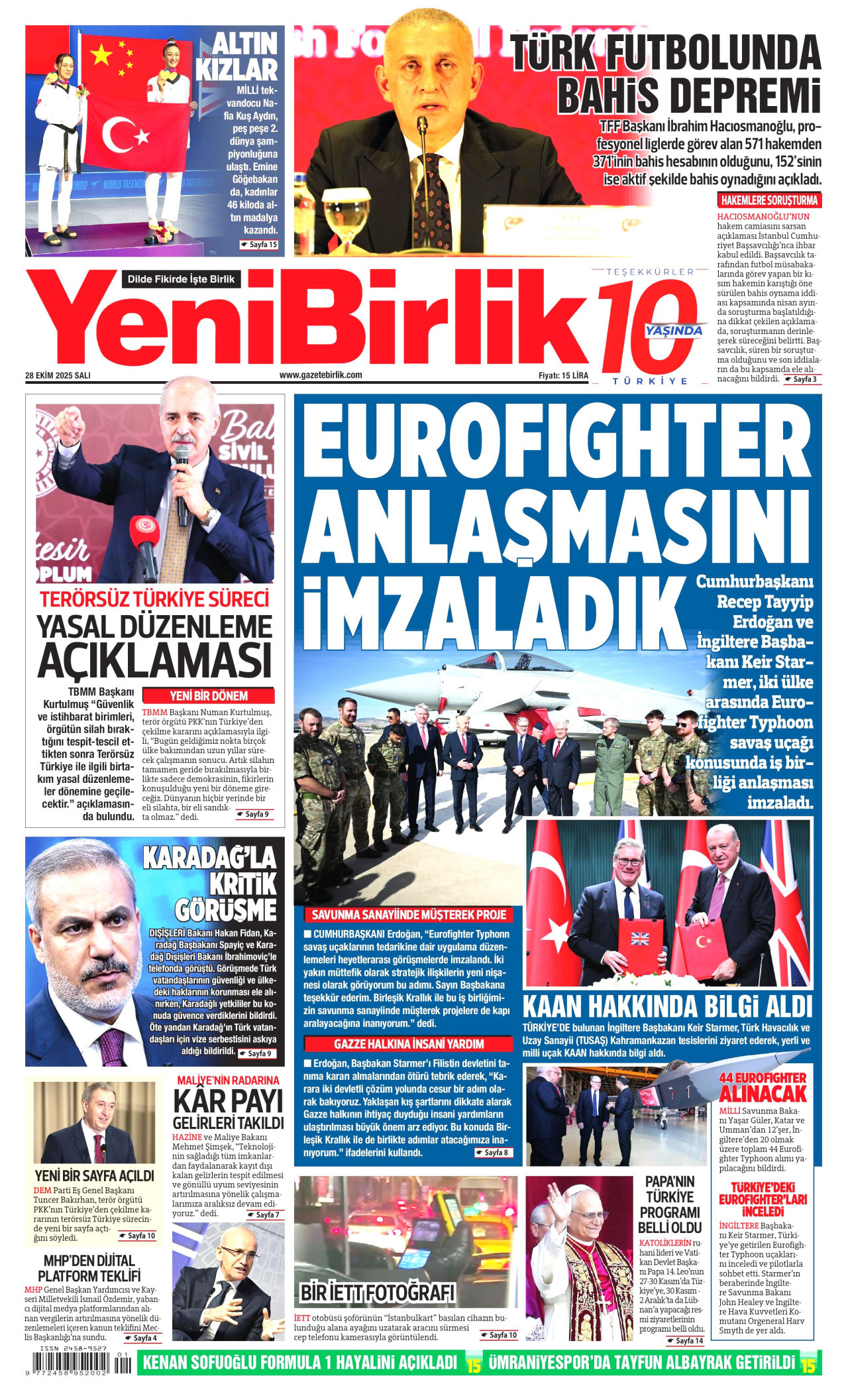 YENİBİRLİK Gazete Manşeti