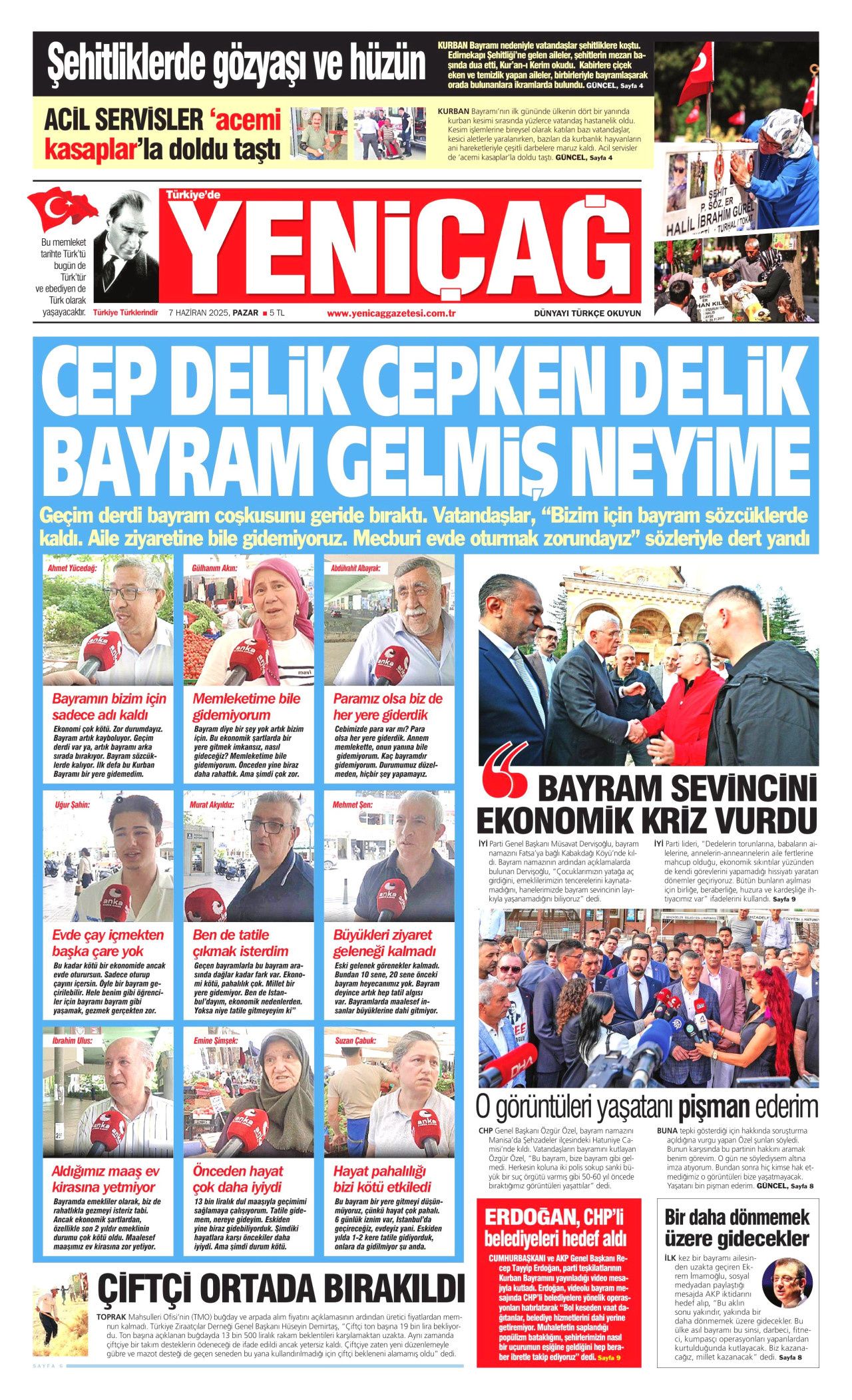 YENİÇAĞ Gazete Manşeti